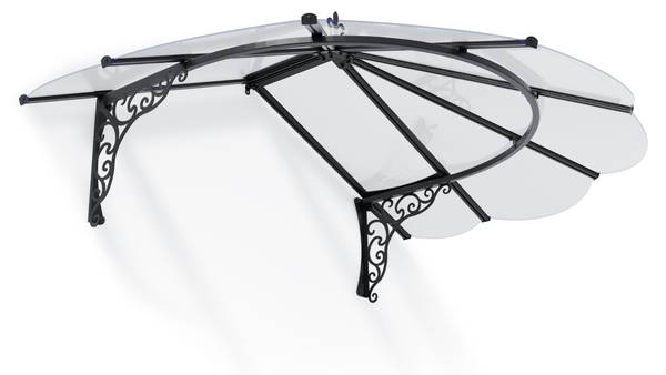 Vordach Iris Schwarz - Metall - 125 x 80 x 175 cm