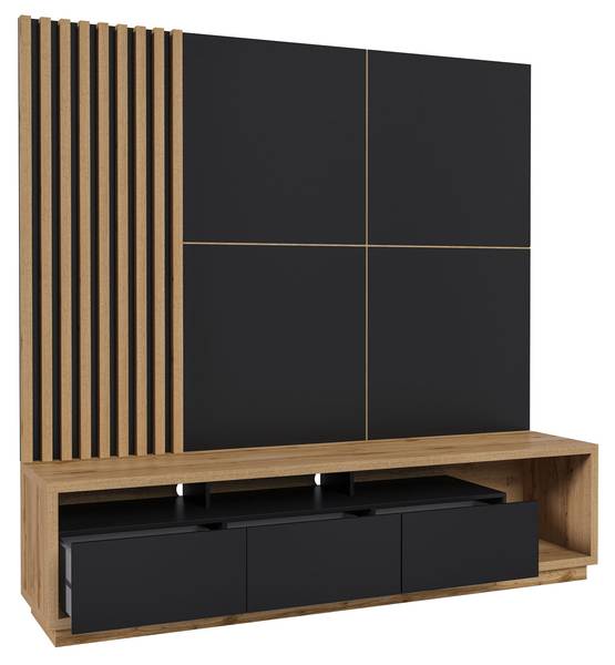Wandpaneel CELINE Schwarz - Braun - Holzwerkstoff - 146 x 146 x 2 cm