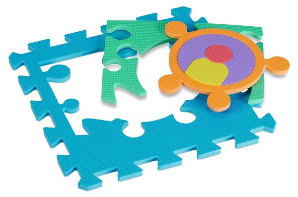 Puzzlematte Roboterteile Blau - Grün - Orange - Kunststoff - 32 x 1 x 32 cm