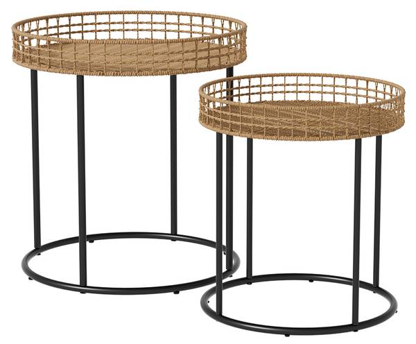 Couchtisch-Set Brunswick 49378 Schwarz - Braun - Metall - 44 x 48 x 44 cm