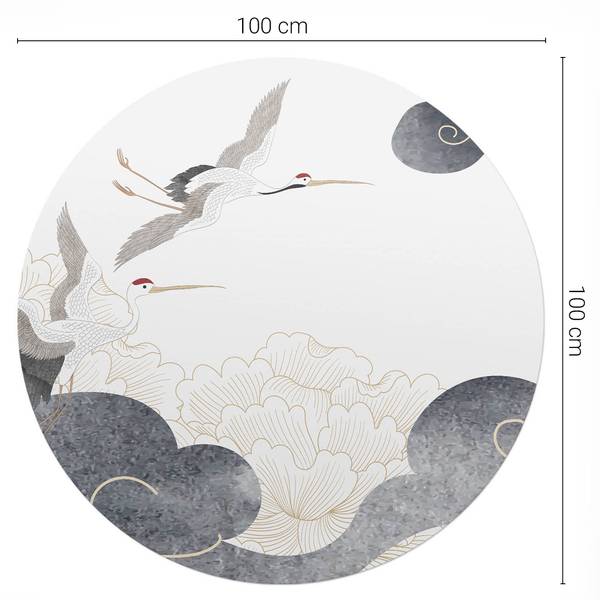 Bodenschutzmatte Kranichflug Schwarz - Vinyl - 100 x 100 cm