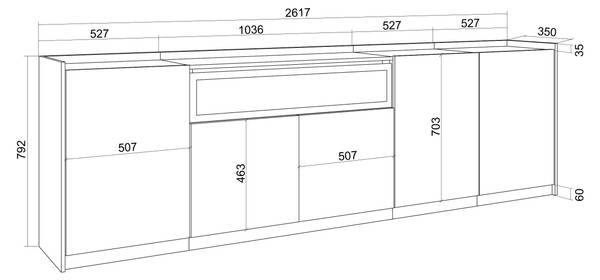 Buffet Sokkel XVI Noir - Marron - Mélamine - 260 x 80 x 37 cm