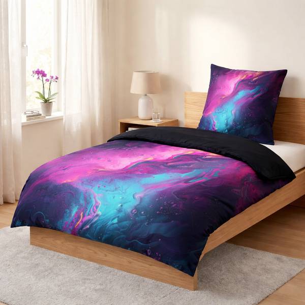 Bettwäsche Lumen (2er Set) Violett - Baumwollstoff - 135 x 200 x 200 cm