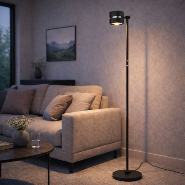 LED Stehlampe mit stufenlosem Schwarz - Metall - 26 x 146 x 26 cm