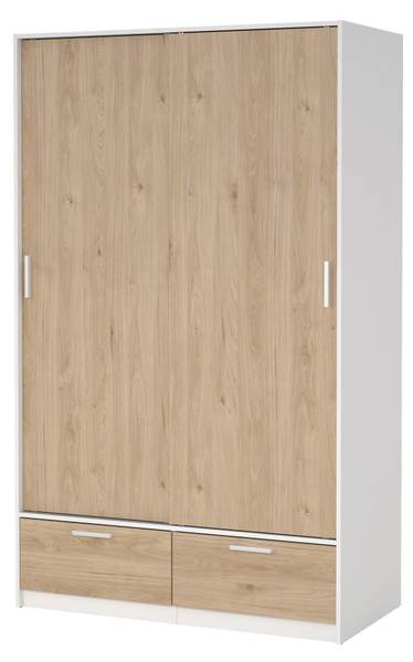 Kleiderschrank Line Nussbaum Dekor - Weiß