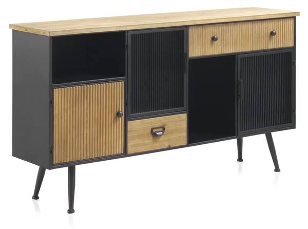 Servieskast 10964 zwart - deels massief hout - 148 x 81 x 35 cm