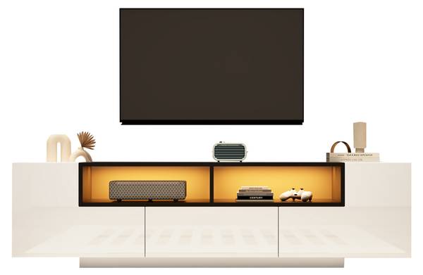 Meuble TV Ourea Ⅰ Blanc - Bois manufacturé - 40 x 48 x 180 cm