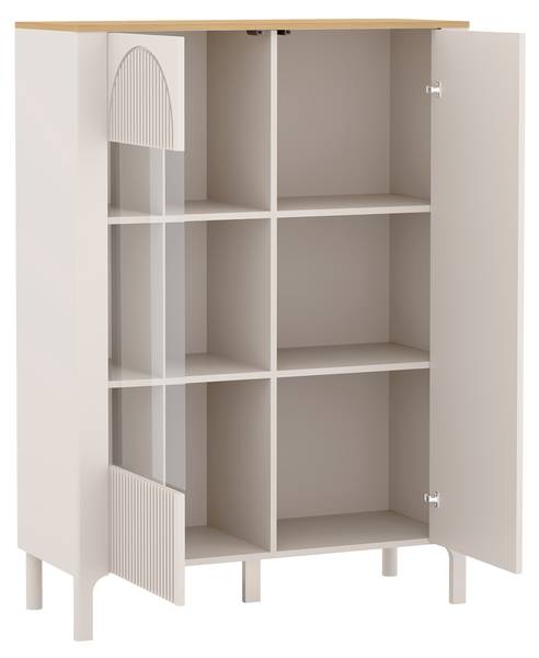 Vitrine Marbella Beige - Holzwerkstoff - 103 x 146 x 41 cm