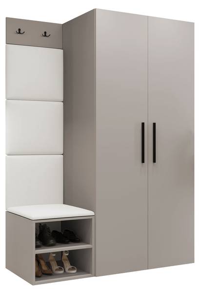 Garderoben-Set Medi IV 7-teilig Beige - Glas Weiß