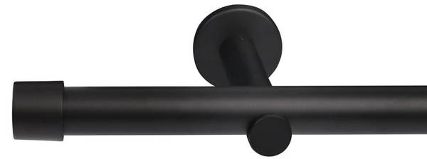 Gardinenstange 1-Lauf Kappe Schwarz - Breite: 60 cm