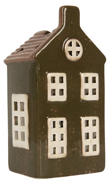 Waxinelichthouder Huis Le Havre groen - keramiek - 6 x 16 x 8 cm