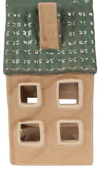 Teelichthalter Haus Rotterdam Braun - Porzellan - 8 x 15 x 8 cm