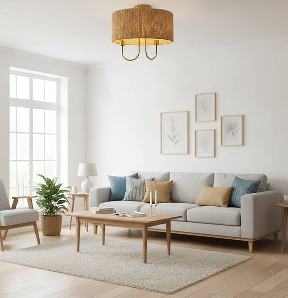 2-flammige Deckenlampe Braun - Gold - Eisen - 35 x 35 x 35 cm