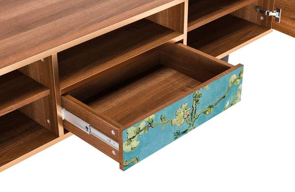 TV-Lowboard T6 Walnuss Blau - Holzwerkstoff - 170 x 59 x 41 cm