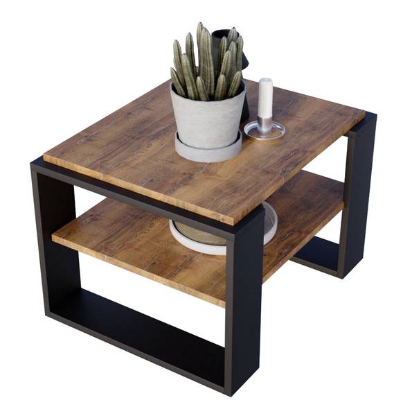 Couchtisch KAJA 63 Schwarz - Eiche Dunkel