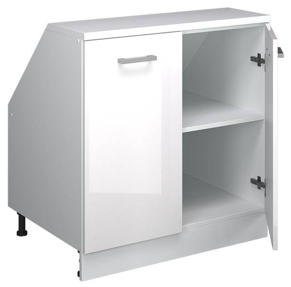 Dachschrägenschrank Rion 60200 Hochglanz Weiß - Weiß - Breite: 80 cm