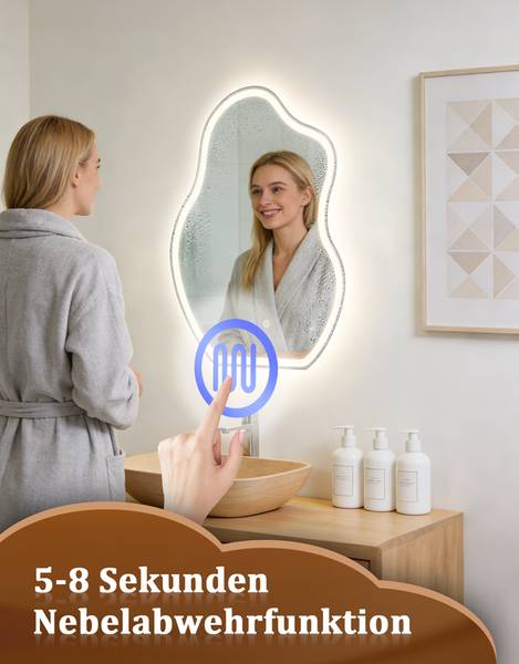 Miroir mural LED kio Blanc - Fer - 3 x 70 x 50 cm