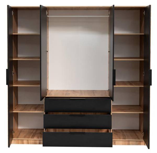 Kleiderschrank LIRMADA Schwarz - Hellbraun