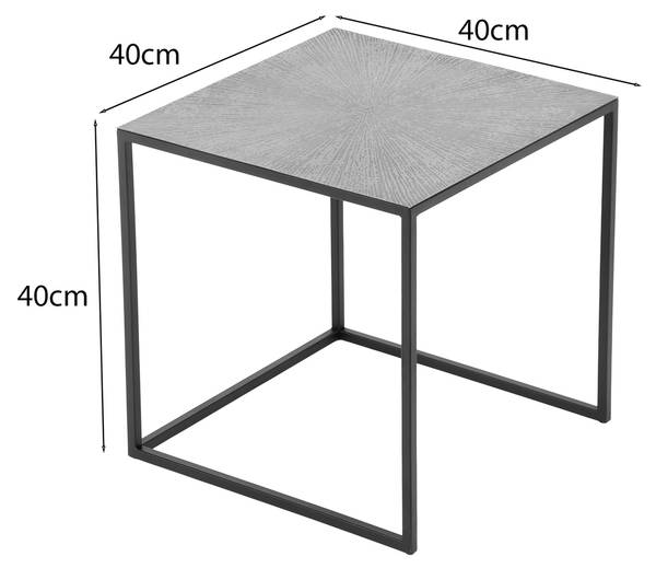 Couchtisch HILLARY 2er Set Schwarz - Silber - Metall - 40 x 40 x 40 cm