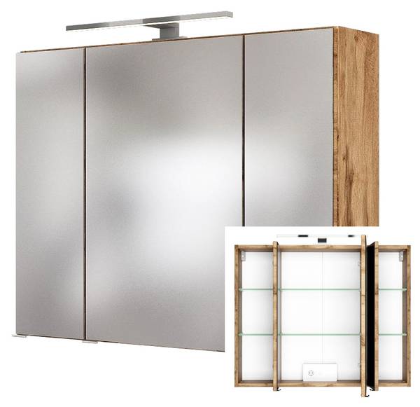 Spiegelschrank LAURIA-03-4 Braun - Spiegelglas - 80 x 64 x 20 cm