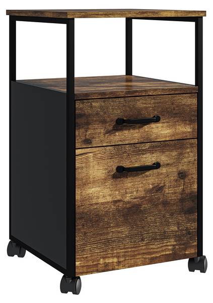 Rollcontainer 2 Schubladen Schwarz - Braun