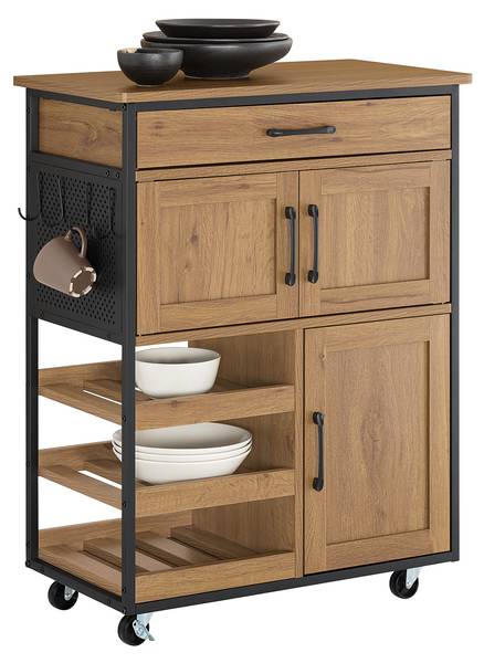 Chariot de cuisine FKW134-N Marron - Bois manufacturé - 67 x 88 x 37 cm