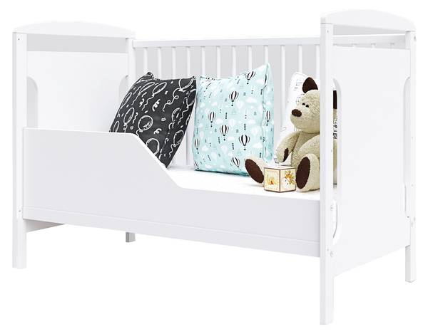 Mitwachsendes Babybett Weiß - Massivholz - 65 x 90 x 124 cm