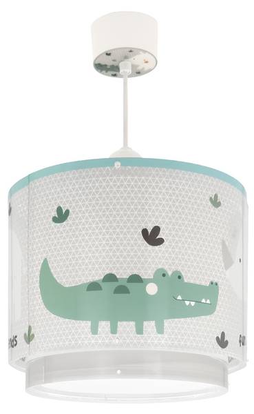 Kinderzimmer Deckenlampe Nashorn & Kroko Grau - Kunststoff - 24 x 22 x 24 cm