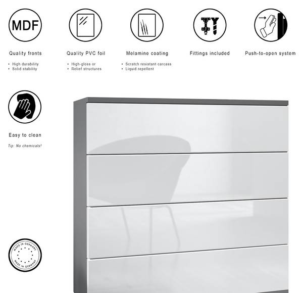 Kommode Pavos V3 hängend Eiche Grau Dekor