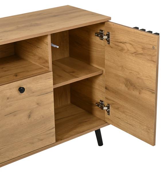 Sideboard Astraios Ⅷ Schwarz - Braun - Holzwerkstoff - Massivholz - 140 x 71 x 35 cm