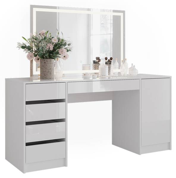 Coiffeuse Sherry 57671 Blanc - Bois manufacturé - 159 x 76 x 51 cm