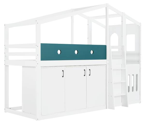 Hochbett ZoomBA130 Ⅰ Weiß - Holzwerkstoff - 110 x 190 x 257 cm