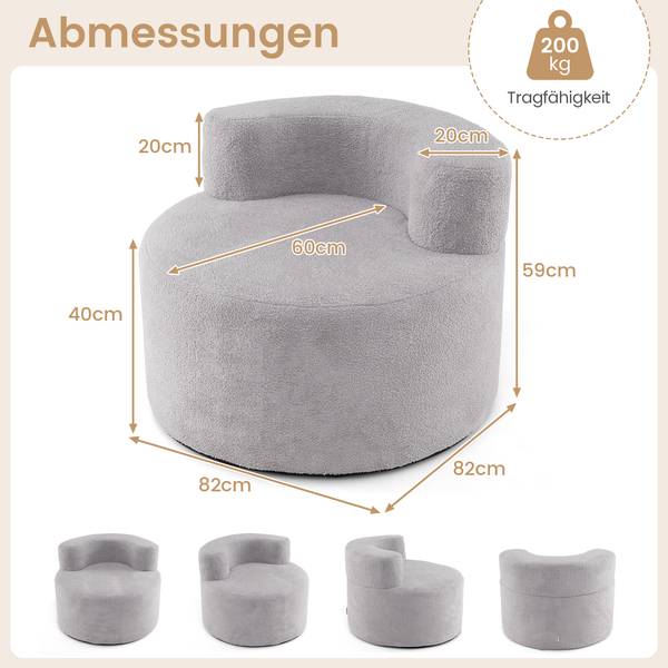 Einzelsofa TH32983 Grau - 82 x 59 x 82 cm