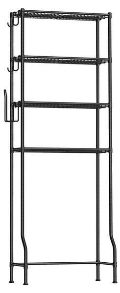 4-stöckiges Toilettenregal Prague Schwarz - Metall - 63 x 176 x 30 cm