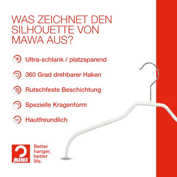 Kleiderbügel Silhouette 10er-Set Weiß - Tiefe: 36 cm - Anzahl Teile im Set: 10