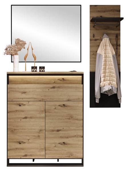Garderobe-Set Quant X, 3-er Set Braun - Holzwerkstoff