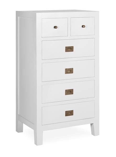KOMMODE AUS WEISSEM HOLZ H  110 cm Weiß - Holz teilmassiv - 60 x 110 x 45 cm
