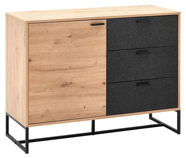 Sideboard FOSCA Schwarz - Braun - Metall - 100 x 76 x 40 cm