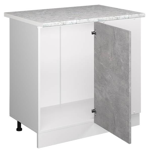 Eckschrank für Hausrat R-Line 41816 Beton Dekor - Reinweiß