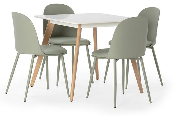 Packung mit Esstisch + 4 Stühlen Kana Grün - Holzwerkstoff - 80 x 74 x 80 cm