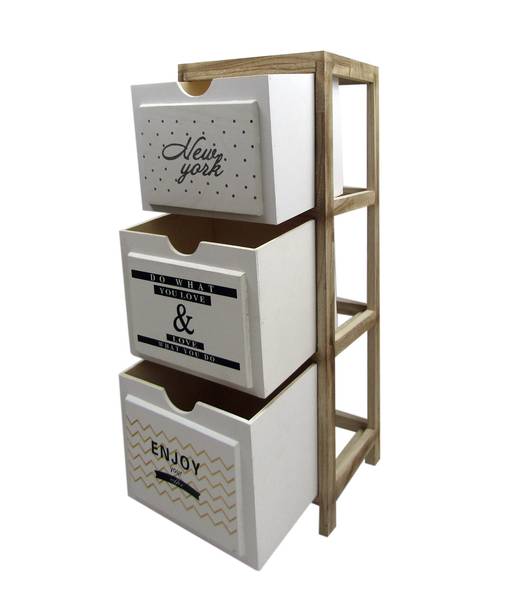 Table de nuit RE6502 Blanc - Bois massif - 24 x 79 x 30 cm