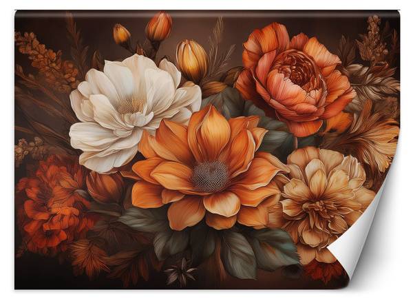 Papier peint nature feuilles fleurs 150 x 105 cm