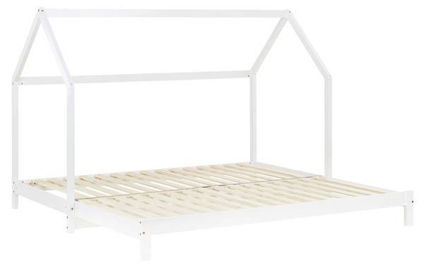 Kinderbett XXL mit Lattenrost 2591 Weiß - Massivholz - 206 x 142 x 100 cm