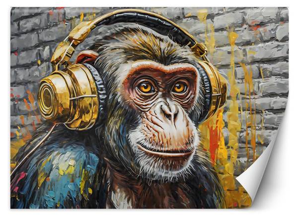 Fototapete Affe DJ Musik 100 x 70 cm