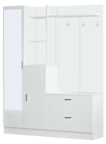 Meuble d'entrée Homam Blanc - Bois manufacturé - 140 x 182 x 37 cm