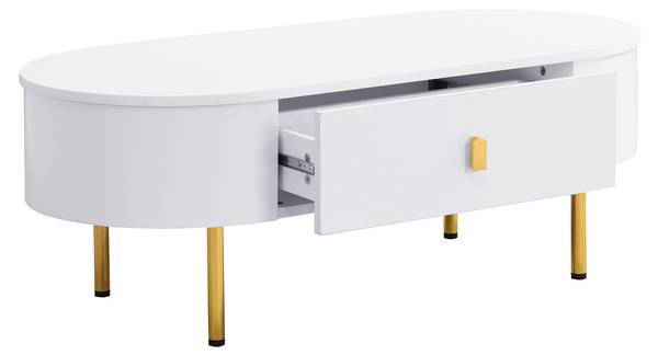 Table Basse Eos Ⅲ Blanc - Bois manufacturé - Métal - 50 x 40 x 108 cm