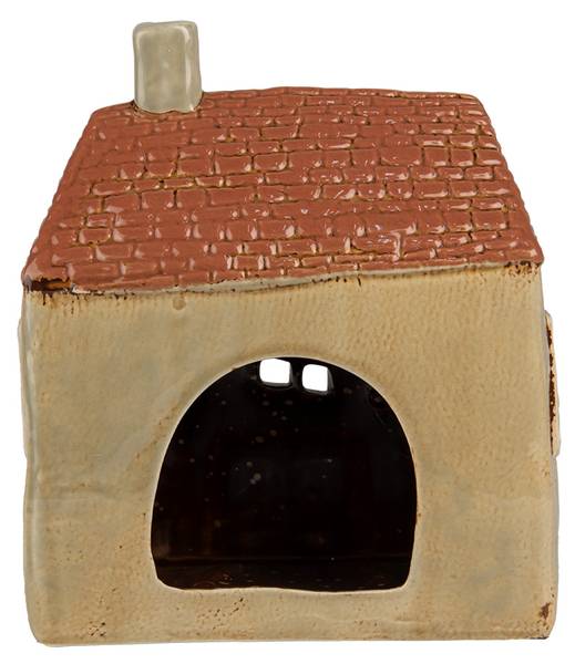 Teelichthalter Haus Maastricht Grün - Keramik - 10 x 19 x 17 cm