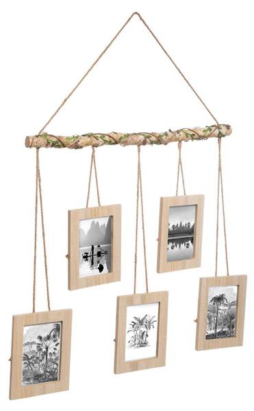 Hängende Collage LUIGI Braun - Massivholz - 60 x 3 x 63 cm