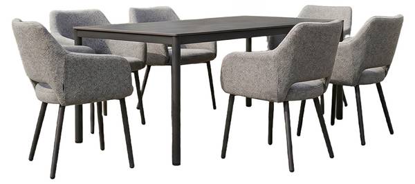 Garten-Essgruppe AMUR 7er Set Grau - Schiefergrau