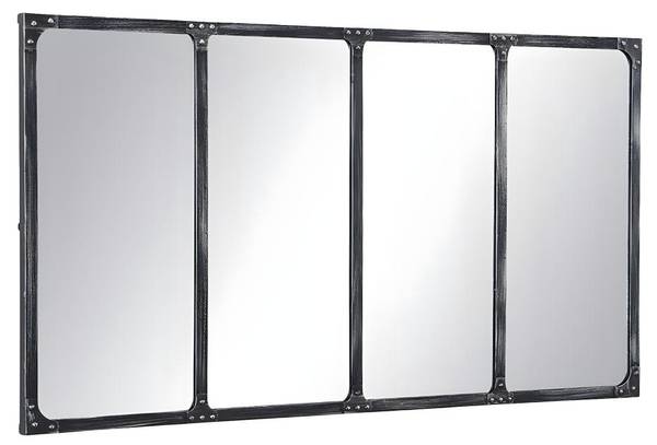 Wandspiegel MAASTRICHT Schwarz - Metall - Holz teilmassiv - 140 x 75 x 4 cm